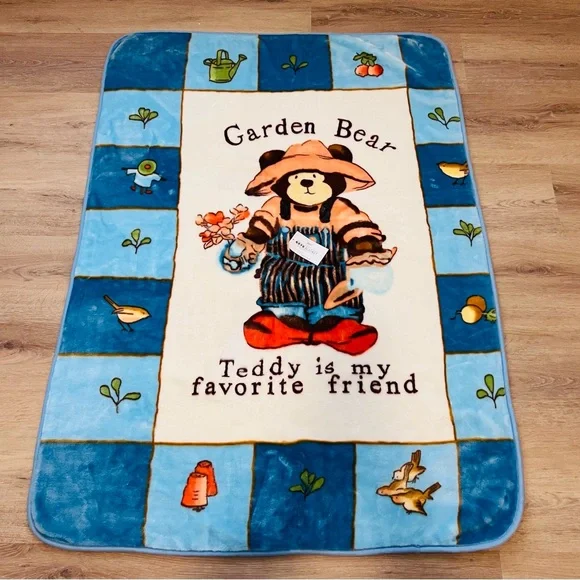 KOYO Fleece Throw Baby Blanket Garden Teddy Bear Favorite Friend Plush 39x54 NWT - Picture 11 of 12